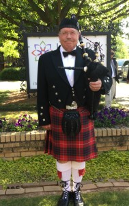 Bagpipe player for wedding recessional at Inman Park United Methodist Church Atlanta